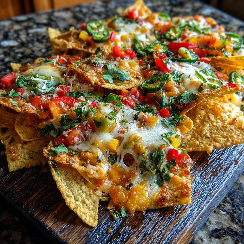 Super Bowl Appetizer Baked Veggie Nachos