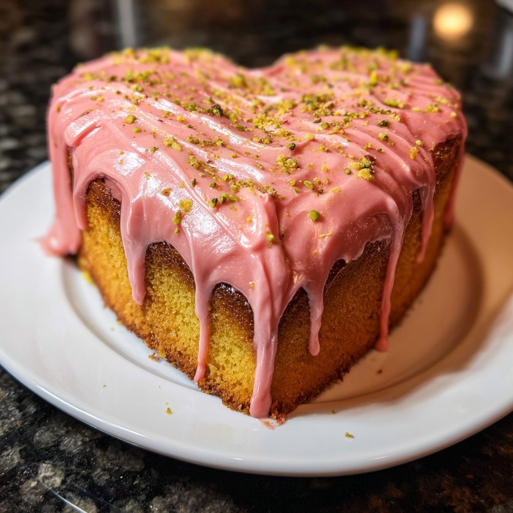 Mini Heart Cake with Pistachio Vanilla Frosting