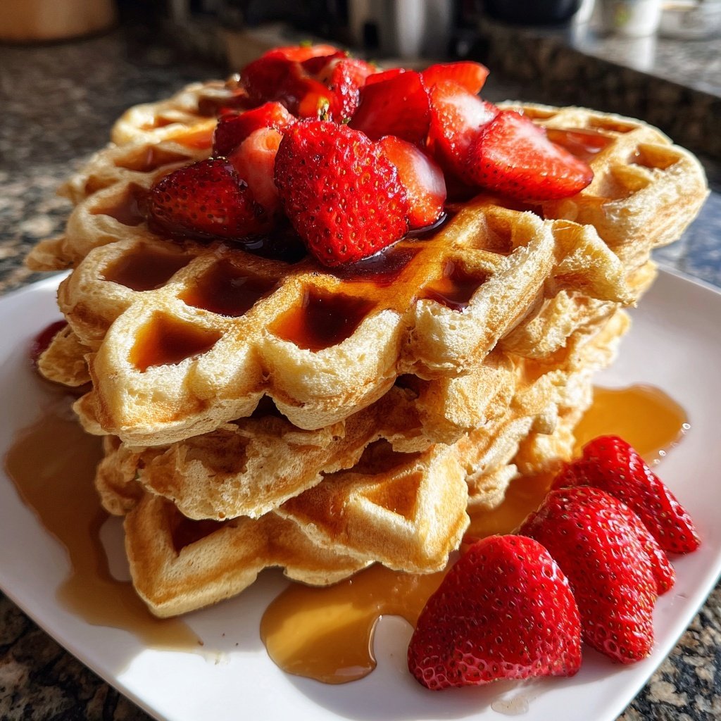 Valentines Breakfast Strawberry Waffles