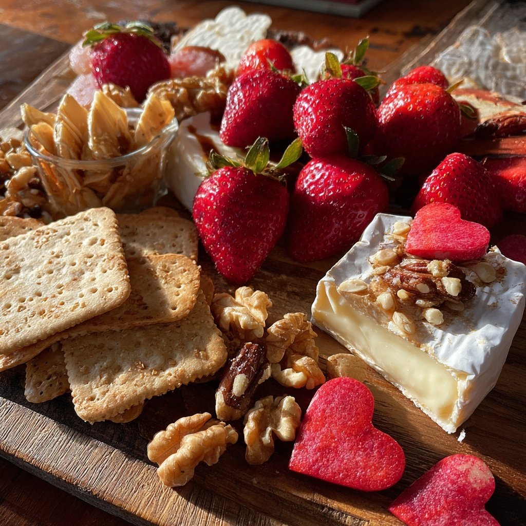 Valentines Charcuterie Board with Baked Brie