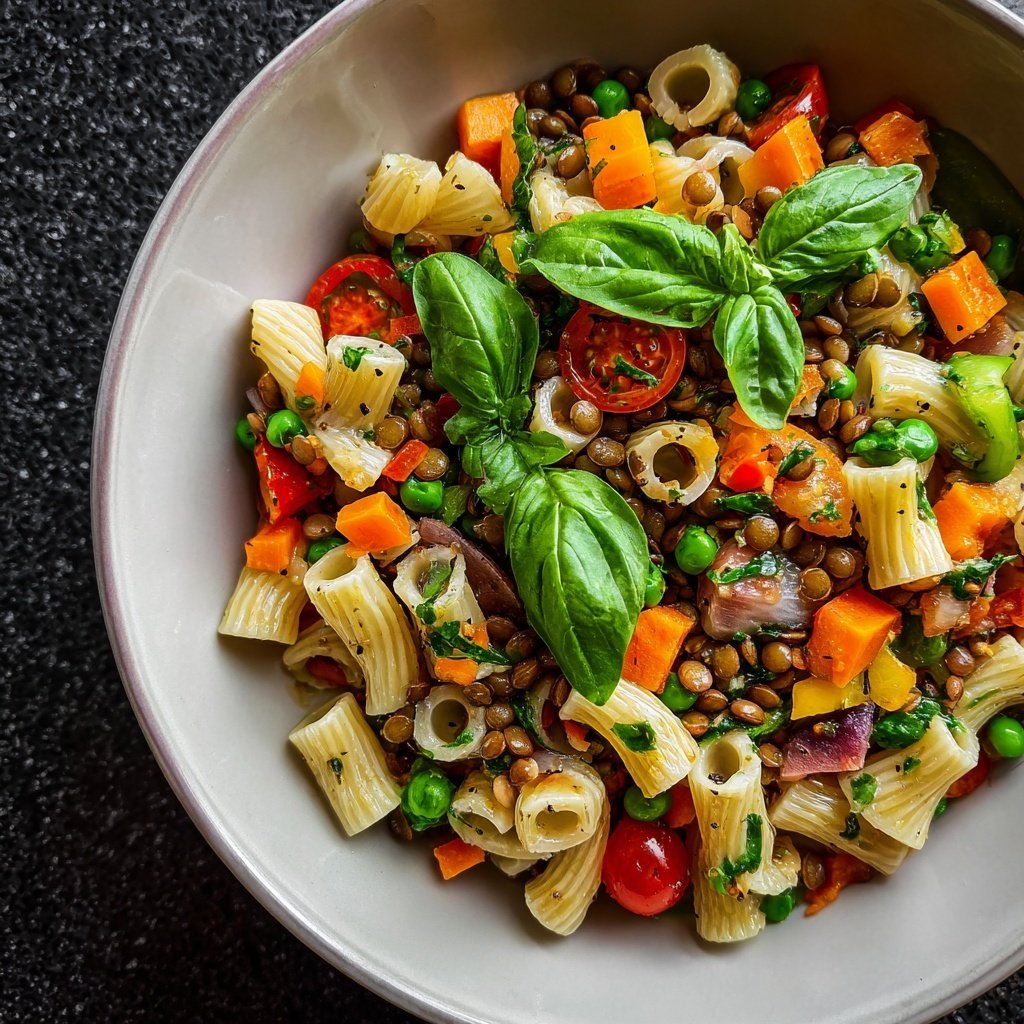 Healthy Lunch Lentil Pasta Salad