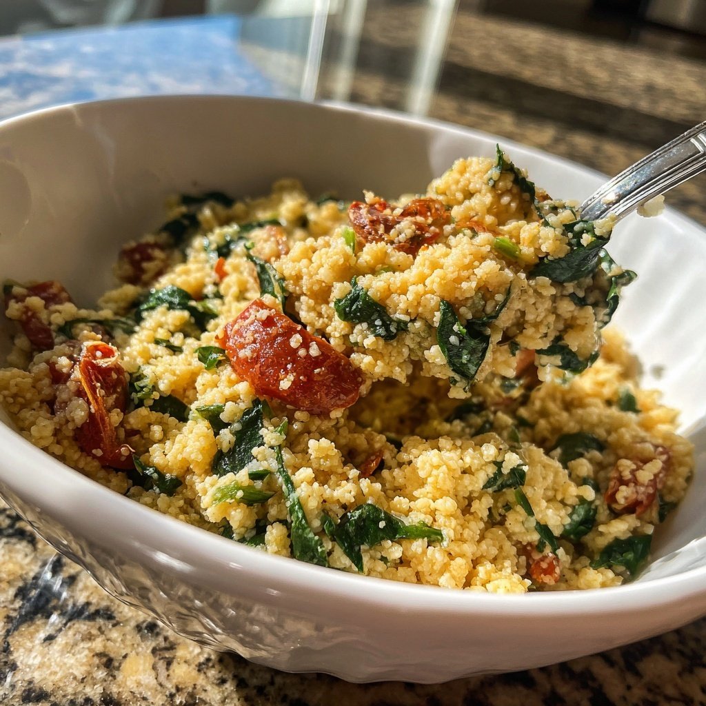 Creamy Spinach Tomato Couscous