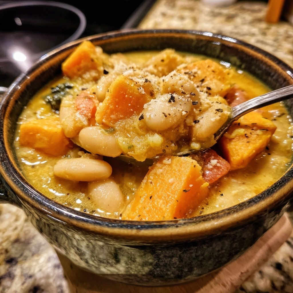 Healthy Crockpot Sweet Potato White Bean Stew
