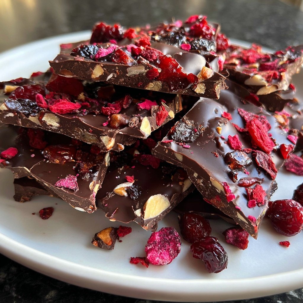 Valentine Bark with Chocolate and Berries